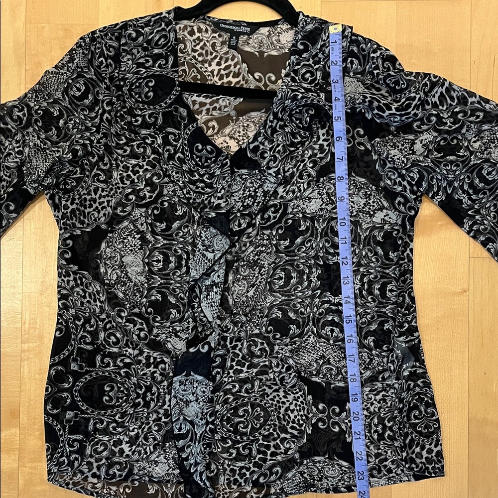 Y2K Sheer Paisley Ruffle Blouse - Picture 13 of 13